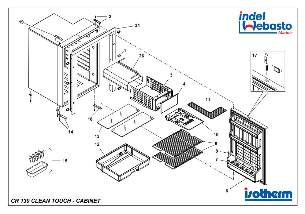 Isotherm Cruise 130 Clean Touch Fridge Spare Parts