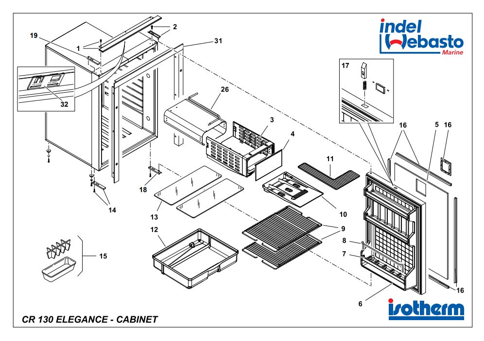 Isotherm Cruise 130 Elegance Fridge Spare Parts