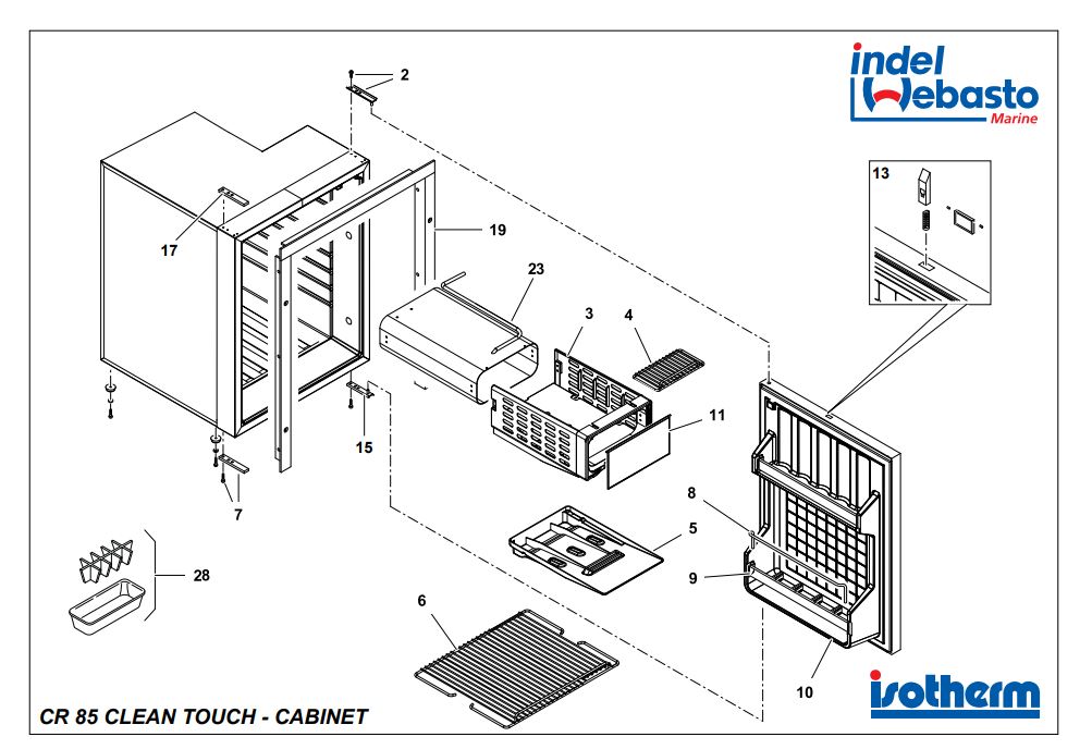 Isotherm Cruise 85 Clean Touch Fridge Spare Parts