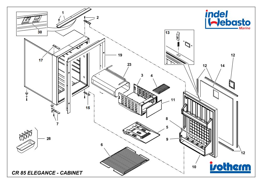 Isotherm Cruise 85 Elegance Fridge Spare Parts