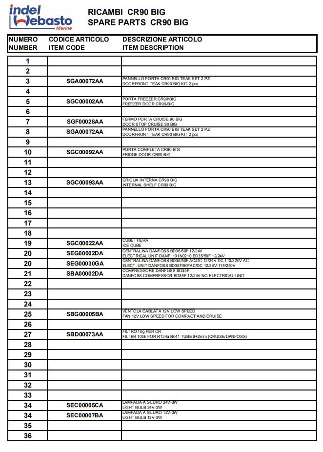 Isotherm Cruise 90 Big Fridge Spare Parts