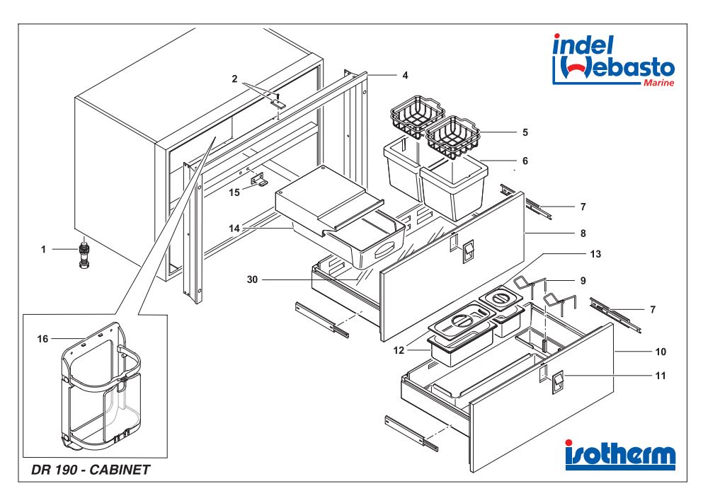 Isotherm Drawer 190 Inox Fridge Spare Parts