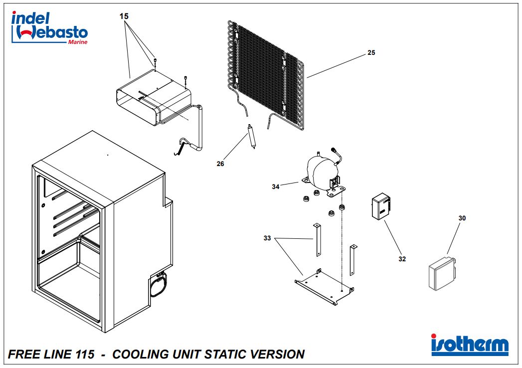 Isotherm Free Line 115 Elegance Fridge Spare Parts