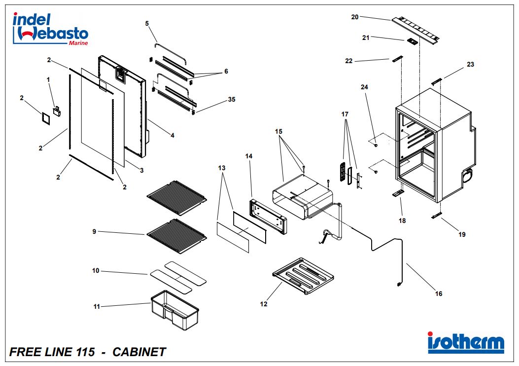 Isotherm Free Line 115 Elegance Fridge Spare Parts