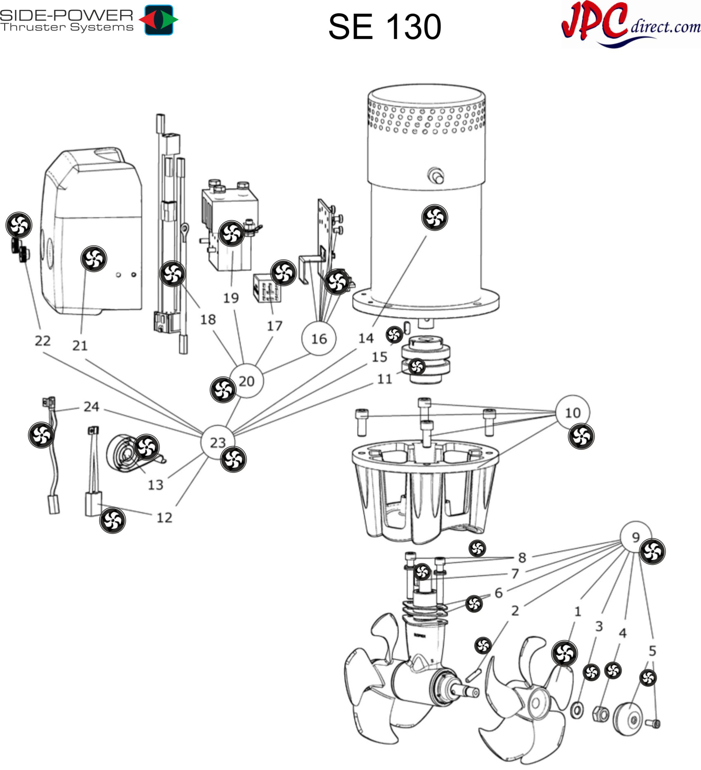 Spare Parts for the Side-Power SE130 Thruster
