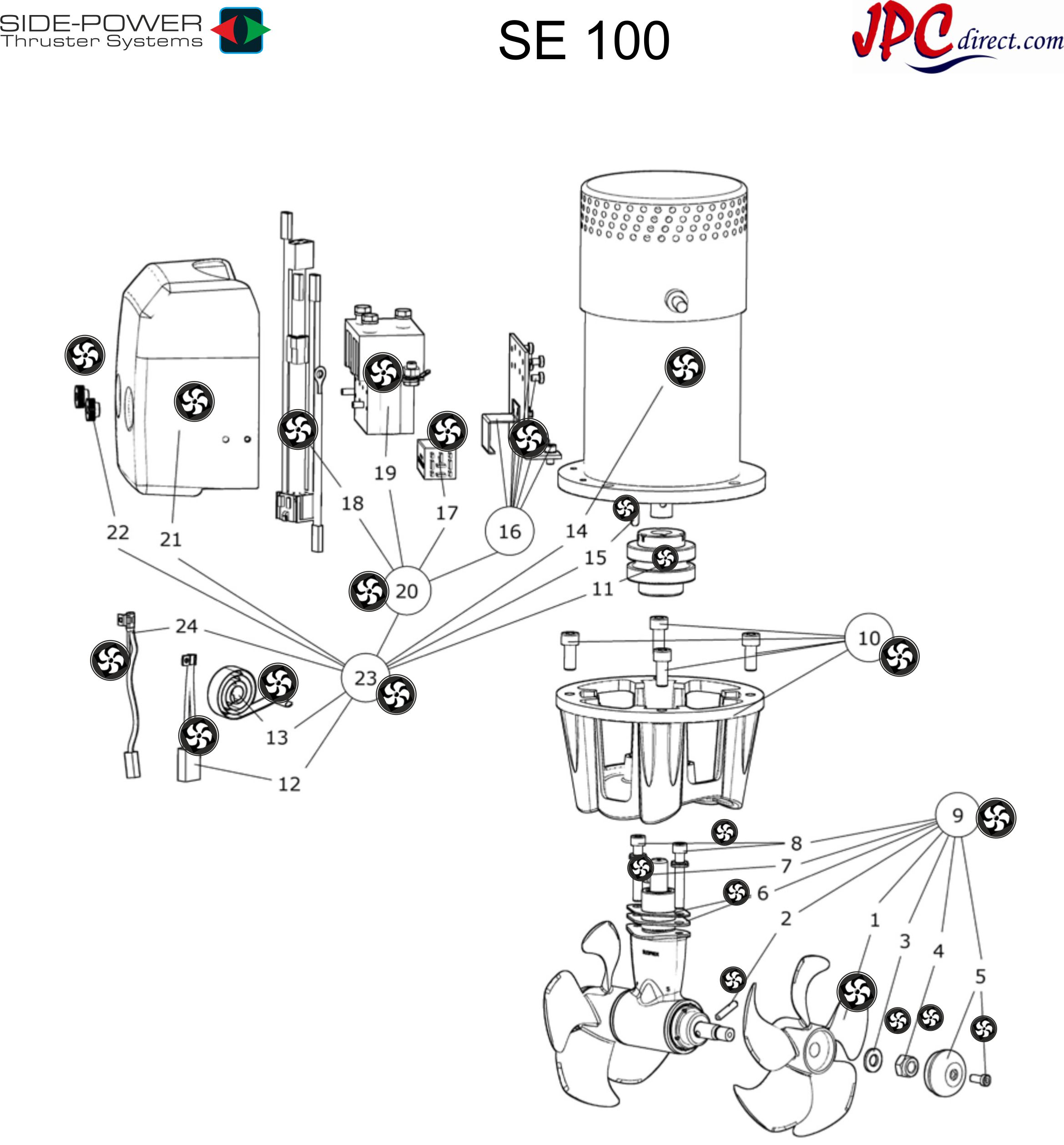 Spare Parts for the Side-Power SE100 Thruster