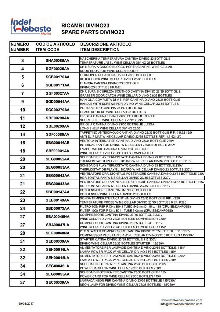 Divino 23 Wine Cellar Spare Parts Key