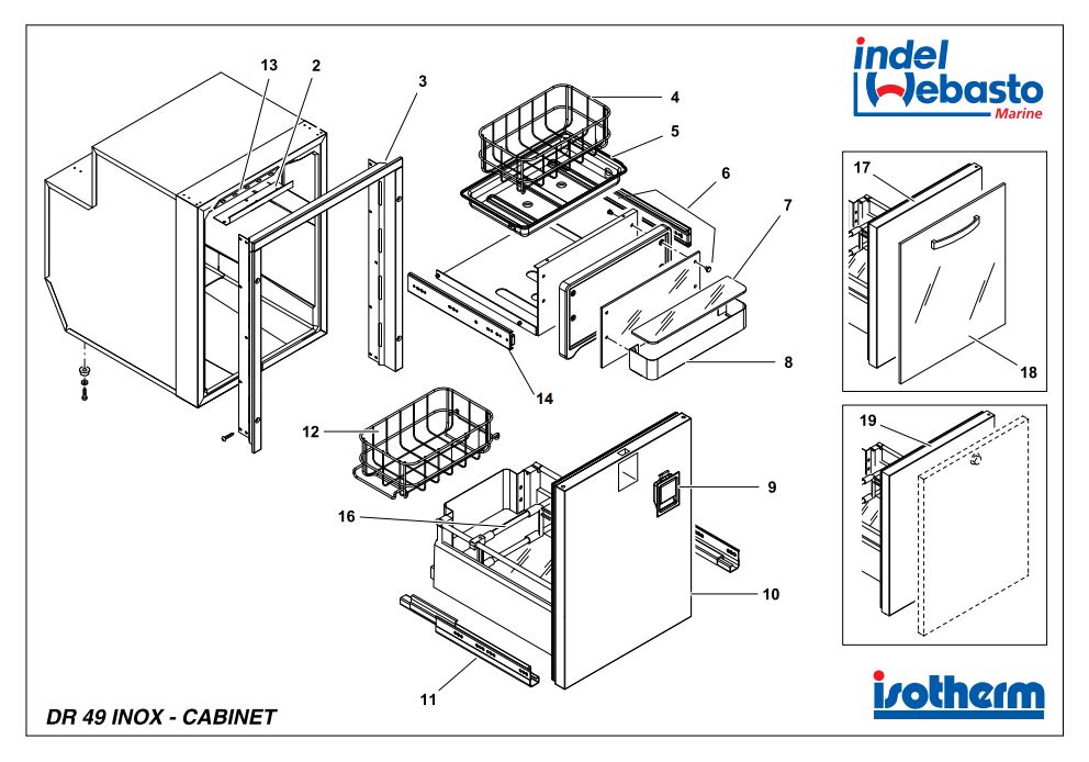 Isotherm Drawer 49 Inox Spare Parts