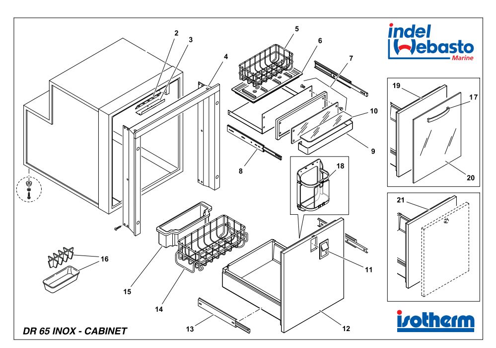 Isotherm Drawer 65 Inox Spare Parts