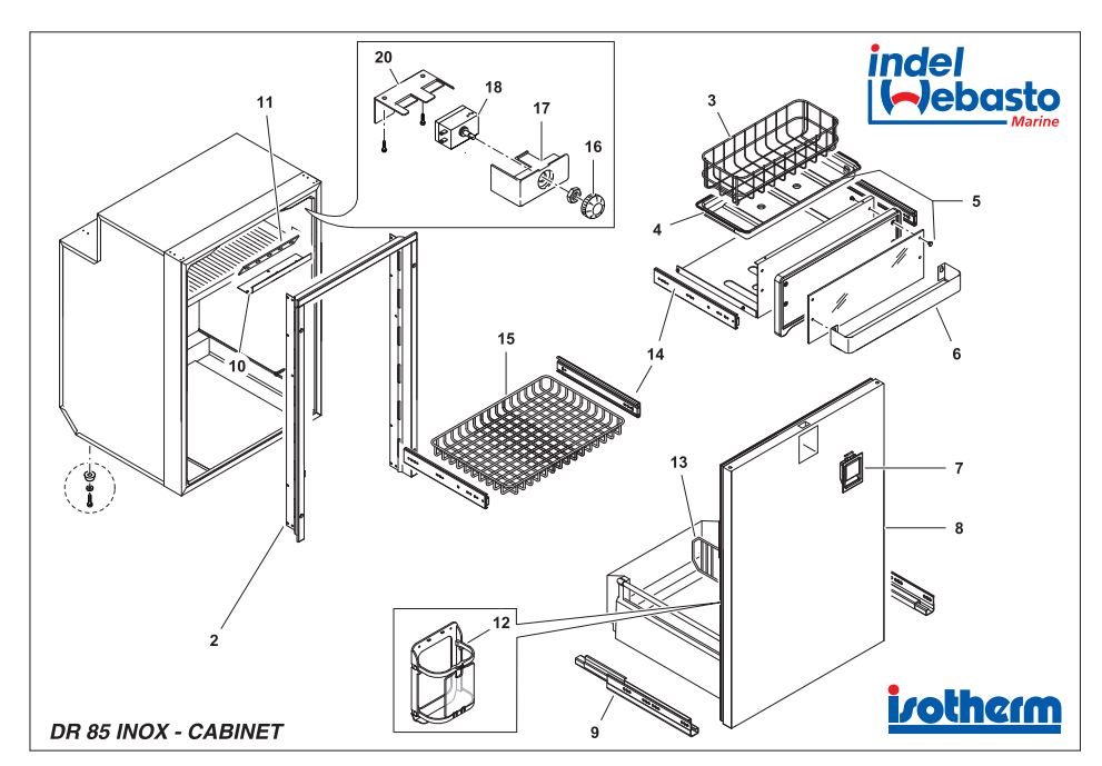 Isotherm Drawer 85 Inox Spare Parts