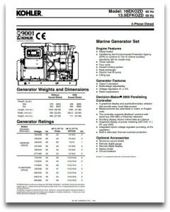 Kohler 13.5 Kilowatt Generator Specifications