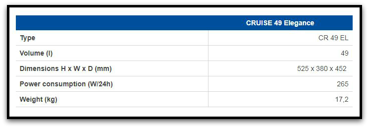 Technical Specifications of the Isotherm Cruise 49 Elegance
