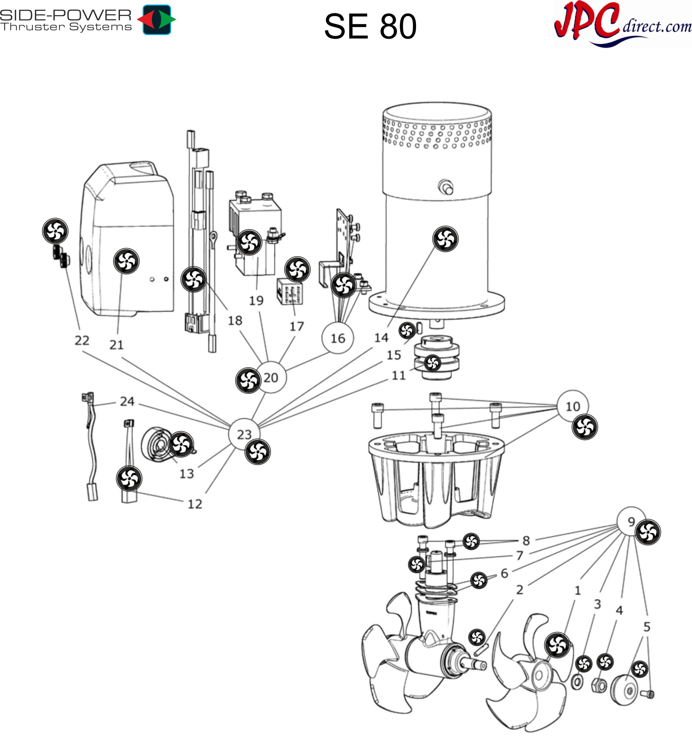 Spare Parts for the Side-Power SE80 Thruster